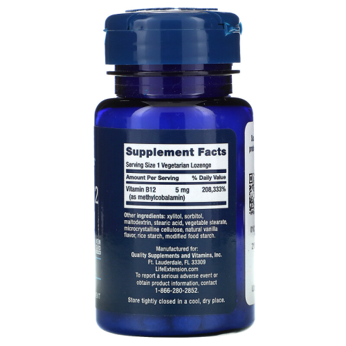 Life Extension Vitamin B12 Methylcobalamin 500 мкг 100 вег. пастилок